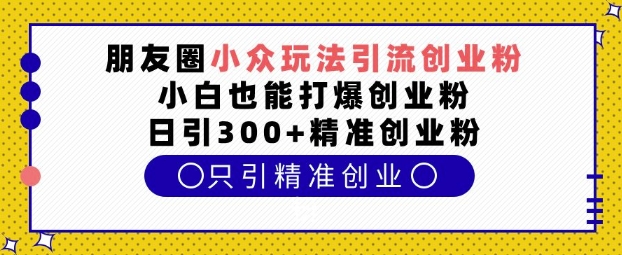 朋友圈小众玩法引流创业粉，小白也能打爆创业粉，日引300+精准创业粉-白戈学堂