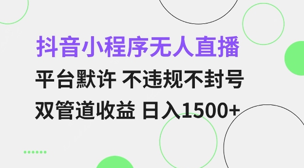 抖音小程序无人直播 平台默许 不违规不封号 双管道收益 日入多张 小白也能轻松操作【仅揭秘】-白戈学堂