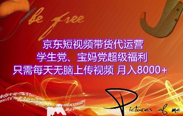 京东短视频带货代运营，学生党、宝妈党超级福利，只需每天无脑上传视频，月入8000+【仅揭秘】-白戈学堂