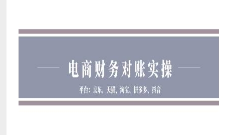 电商财务对账实操-京东天猫淘宝拼多多抖音电商财务对账-白戈学堂