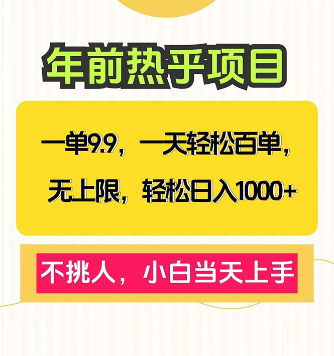 （13795期）一单9.9，一天百单无上限，不挑人，小白当天上手，轻松日入1000+-白戈学堂