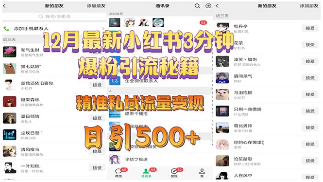 （13653期）12月最新小红书3分钟爆粉引流秘籍 精准私域流量变现 日引500+-白戈学堂