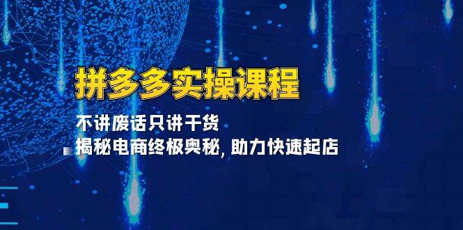 拼多多实操课程：不讲废话只讲干货, 揭秘电商终极奥秘,助力快速起店-白戈学堂