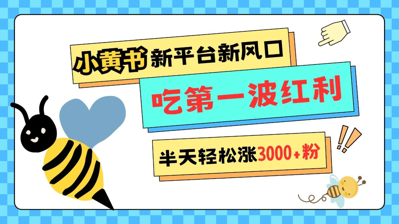 小黄书重磅来袭，新平台新风口，管理宽松，半天轻松涨3000粉，第一波红利等你来吃-白戈学堂