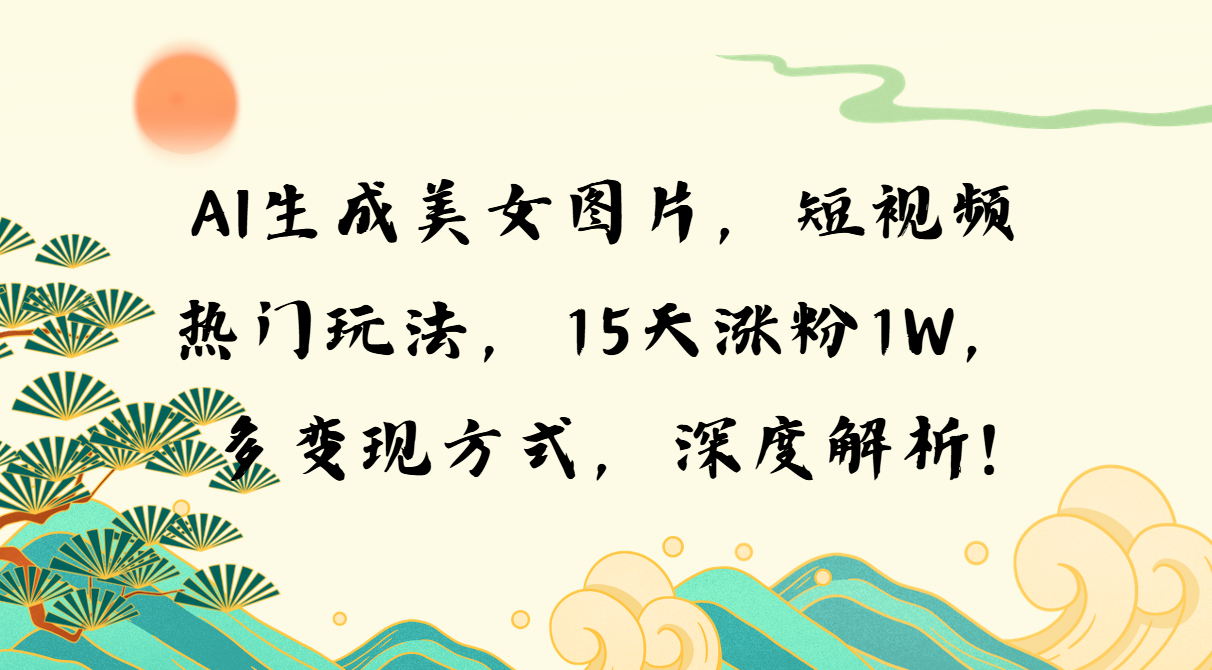 （13581期）AI生成美女图片，短视频热门玩法，15天涨粉1W，多变现方式，深度解析!-白戈学堂