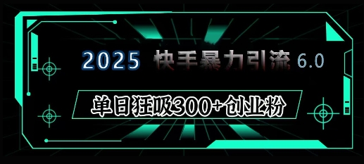 2025年快手6.0保姆级教程震撼来袭，单日狂吸300+精准创业粉-白戈学堂