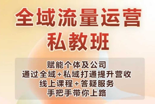 全域流量运营操盘课，赋能个体及公司通过全域+私域打通提升营收-白戈学堂