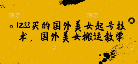 1288买的国外美女起号技术，国外美女搬运教学-白戈学堂