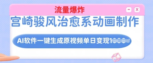 宫崎骏风治愈系动画制作，AI软件一键生成原创视频流量爆炸，单日变现多张，详细实操流程-白戈学堂
