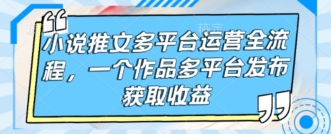 小说推文多平台运营全流程，一个作品多平台发布获取收益-白戈学堂