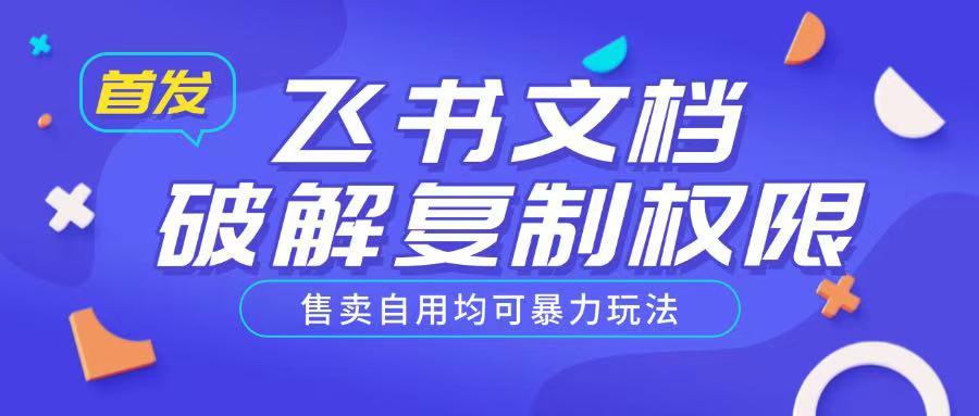 首发飞书文档破解复制权限，售卖自用均可暴力玩法-白戈学堂
