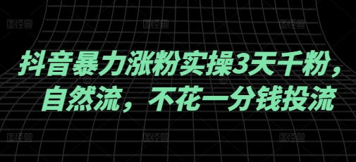 抖音暴力涨粉实操3天千粉，自然流，不花一分钱投流，实操经验分享-白戈学堂