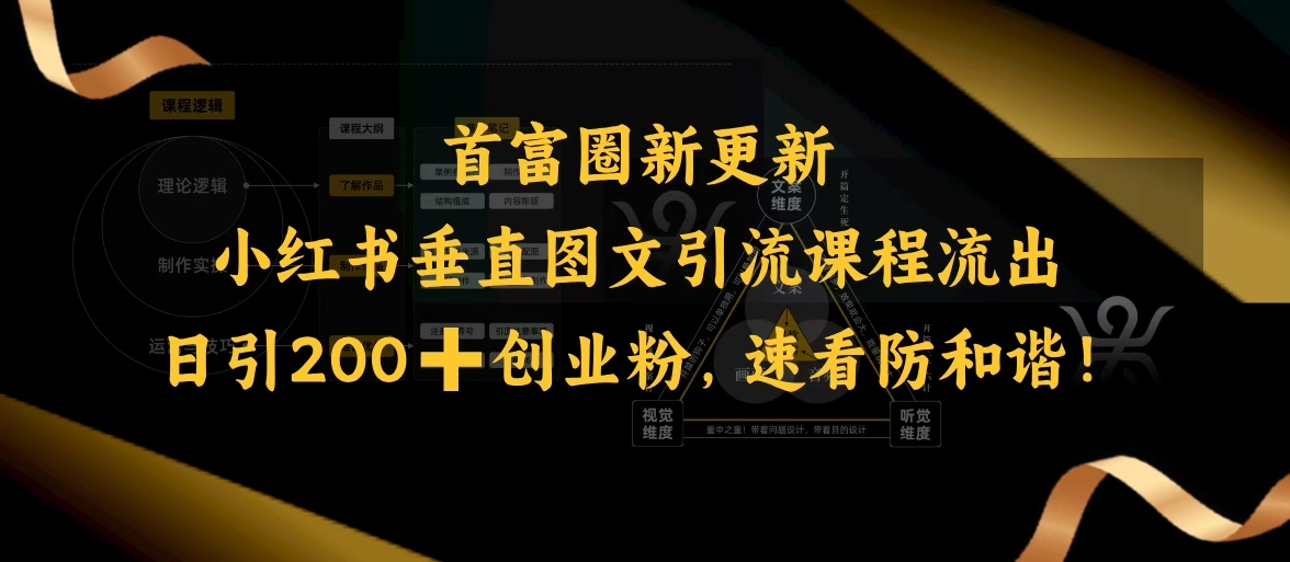 小红书垂直图文引流课程流出，日引200+创业粉，速看防和谐-白戈学堂