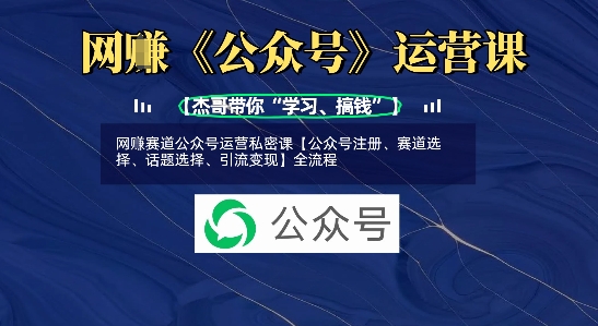 网创赛道公众号运营私密课【公众号注册、赛道选择、话题选择、引流变现】全流程-白戈学堂