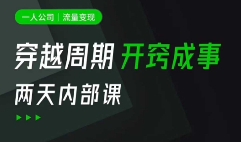一人公司：流量变现课，一人公司的方法模型拆解， 拆解富人思维，流量思维，小老板思维等-白戈学堂