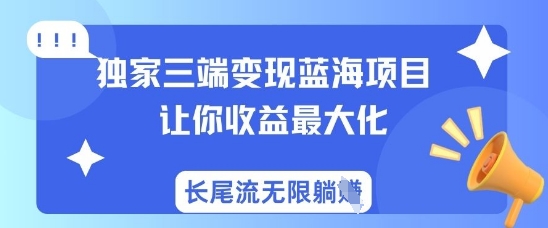 独家三端变现蓝海项目，让你收益最大化，长尾流无限躺挣-白戈学堂
