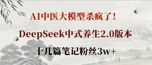 AI中医大模型杀疯了！DeepSeek中式养生2.0版本，十几篇笔记粉丝3w+-白戈学堂