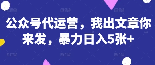 公众号代运营，我出文章你来发，暴力日入5张+-白戈学堂