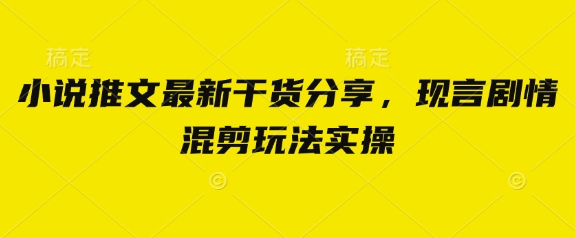 小说推文最新干货分享，现言剧情混剪玩法实操-白戈学堂