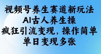 视频号养生赛道新玩法，AI古人养生操，疯狂引流变现，操作简单，单日变现多张-白戈学堂