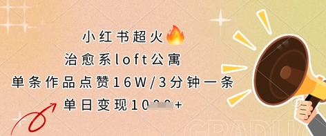 小红书超火的治愈系loft公寓，单条作品点赞16W，3分钟一条，单日变现数张-白戈学堂