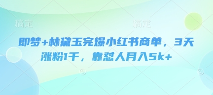 即梦+林黛玉完爆小红书商单，3天涨粉1千，靠怼人月入5k+-白戈学堂