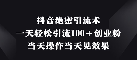 抖音绝密引流术，一天轻松引流100+创业粉，当天操作当天见效果-白戈学堂