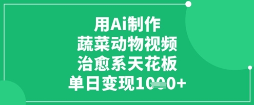 用Ai制作蔬菜动物视频，治愈系天花板，单日变现1k-白戈学堂