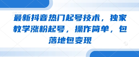 最新抖音热门起号技术，独家教学涨粉起号，操作简单，包落地包变现-白戈学堂