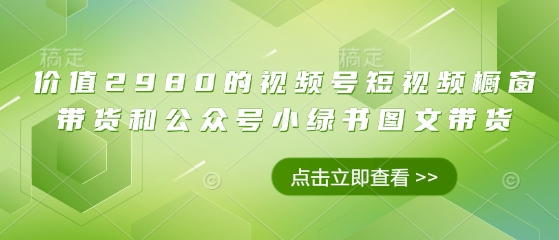 价值2980的视频号短视频橱窗带货和公众号小绿书图文带货-白戈学堂