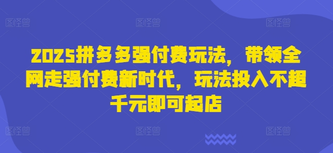 2025拼多多强付费玩法，带领全网走强付费新时代，玩法投入不超千元即可起店-白戈学堂