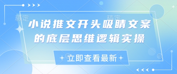 小说推文开头吸睛文案的底层思维逻辑实操-白戈学堂