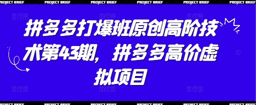 拼多多打爆班原创高阶技术第43期，拼多多高价虚拟项目-白戈学堂