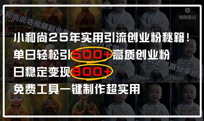 （14436期）小和尚2025年实用引流秘籍！单日轻松引500+高质量创业粉，日变现800+，…-白戈学堂