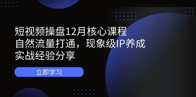 短视频操盘12月核心课程：自然流量打通，现象级IP养成，实战经验分享-白戈学堂