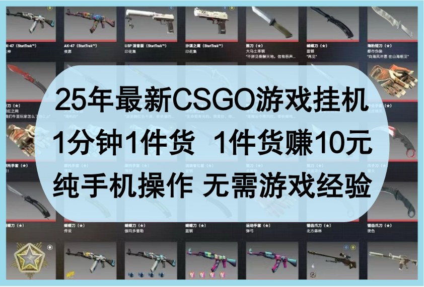 25年最新CSGO游戏挂机，1分钟1件货，1件货赚10元，纯手机操作，无需游戏经验-白戈学堂