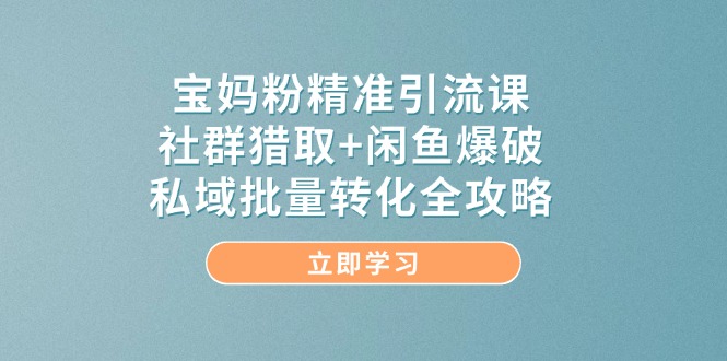（14820期）宝妈粉精准引流课，社群猎取+闲鱼爆破，私域批量转化全攻略-白戈学堂
