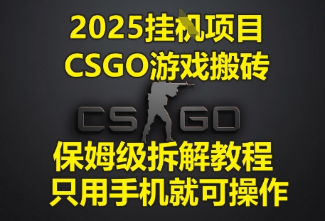 2025挂G项目，CSGO游戏搬砖，保姆级拆解教程，只用手机就可操作-白戈学堂