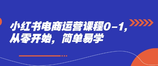 小红书电商运营课程0-1，从零开始，简单易学-白戈学堂
