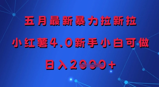 五月最新暴力拉新拉，小红薯4.0新手小白可做，日入多张-白戈学堂