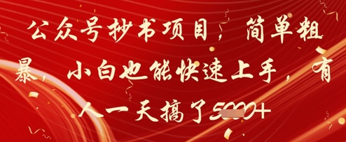 公众号抄书项目，简单粗暴，小白也能快速上手，有人一天搞了1k+-白戈学堂