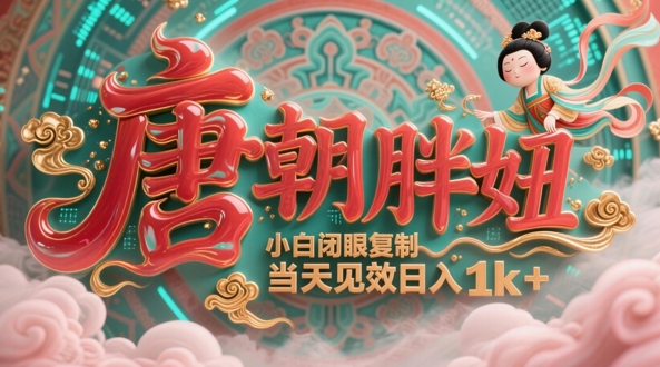 用AI克隆“唐朝胖妞”日更3条，平台疯狂推流，小白闭眼复制，当天见效，日入1k+-白戈学堂
