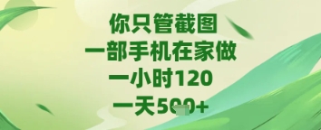 你只管截图，一部手机在家做，苹果安卓都可以，一天5张+-白戈学堂