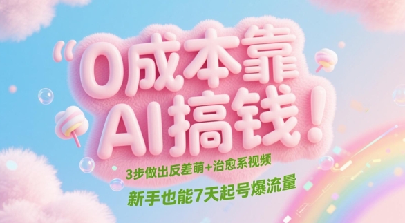 0成本靠AI搞钱！3步做出反差萌+治愈系视频，新手也能7天起号爆流量-白戈学堂