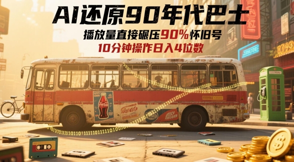AI还原90年代巴士，一帧就让70后泪崩，播放量直接碾压90%怀旧号，每天操作十分钟，日入四位数-白戈学堂