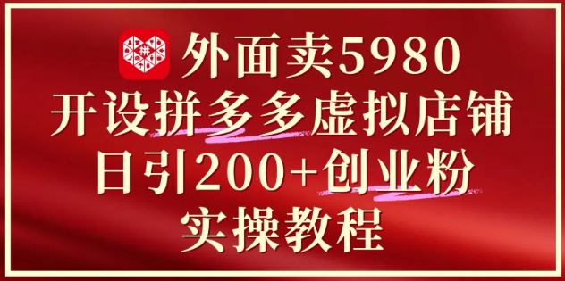 外面卖5980开设拼多多虚拟店铺：单日引流200+创业付费粉实战教程-白戈学堂