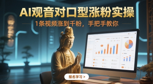 AI观音对口型涨粉实操，1条视频涨到千粉，手把手教你-白戈学堂