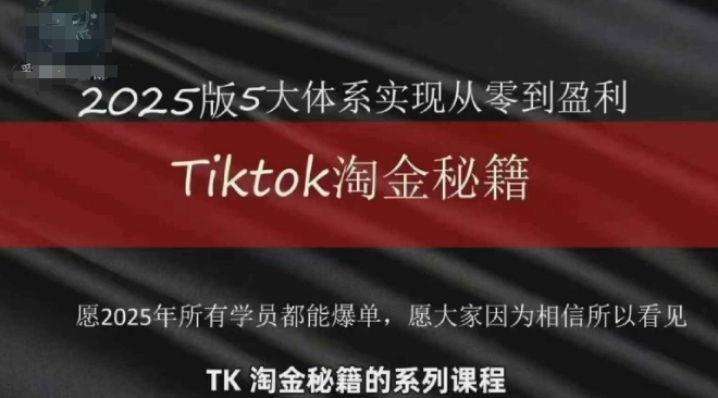 TikTok跨境2025淘金秘籍，​2025TikTok从0到盈利变现-白戈学堂