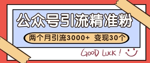 公众号精准粉引流玩法，2个月3000+精准粉，变现30个W-白戈学堂