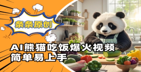 Ai熊猫吃饭爆火视频，条条原创，简单易上手-白戈学堂